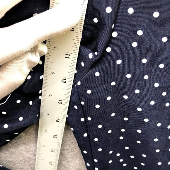 Gu (Uniqlo) Wide Leg Dress Pants Womens M Navy Blue Polka Dot Pleated High Rise - Picture 6 of 10